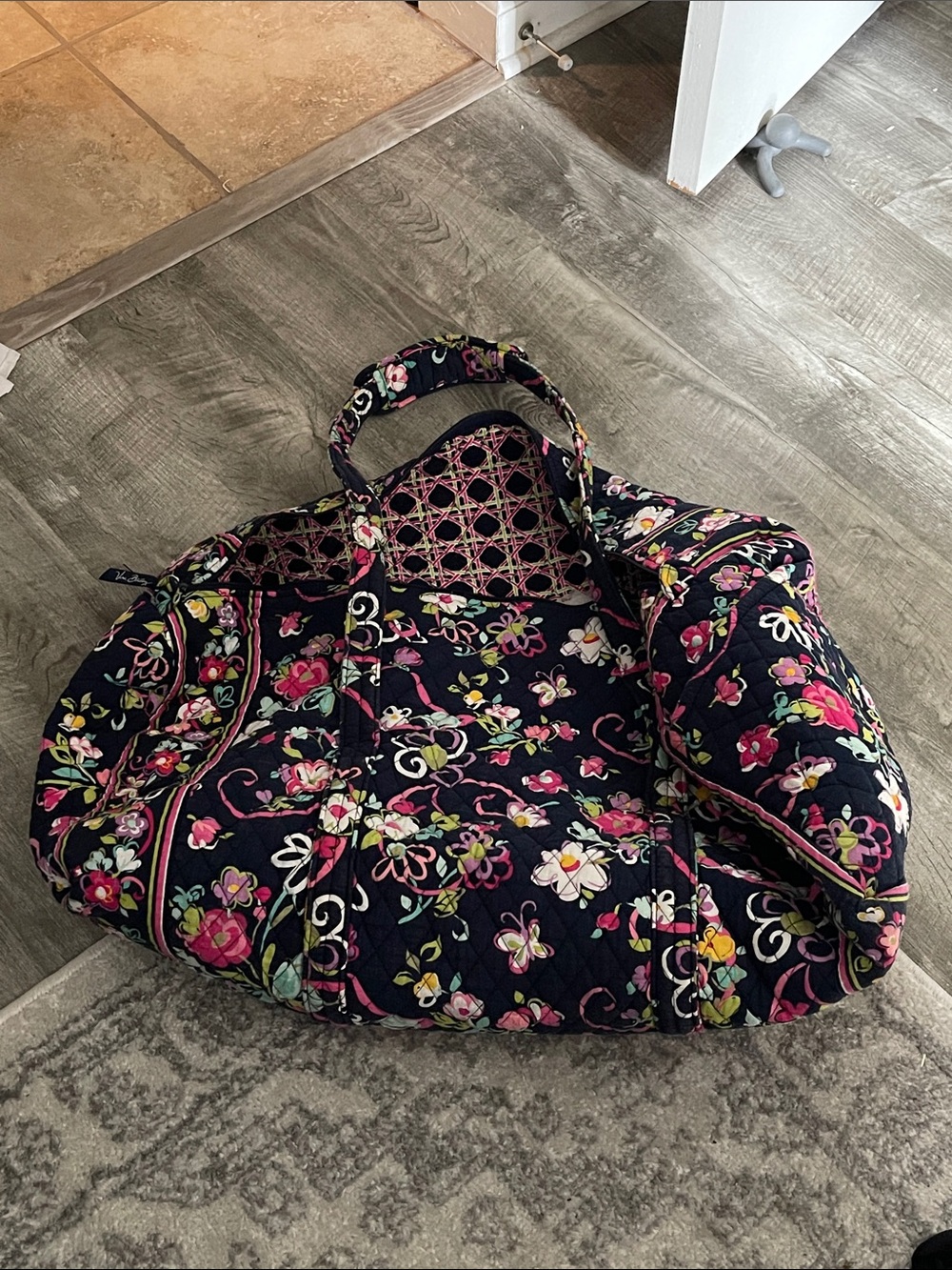 Vera Bradley Quilted Floral Duffel Bag - Navy Pink - Picture 5 of 5